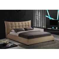 Baxton Studio Bbt6323-Beige-King Marguerite Dark Beige Linen Modern Platform Bed-King Size