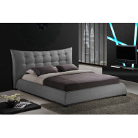 Baxton Studio Bbt6323-Grey-King Marguerite Linen Modern Platform Bed