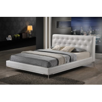 Baxton Studio Bbt6324-White-King Panchal Modern Platform Bed
