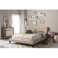 Baxton Studio Bbt6326-Queen-Beige (B-86) Quincy Linen Platform Bed