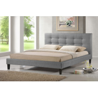 Baxton Studio Bbt6326-Queen-Grey (B-86) Quincy Linen Platform Bed