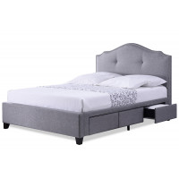 Baxton Studio BBT6329-Queen-Grey Armeena Modern Storage Bed with Upholstered Headboard - Queen Size