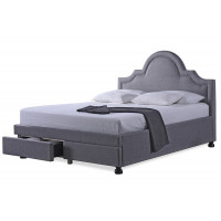 Baxton Studio BBT6347-Queen-Grey Brisbane Queen Modern Storage Platform Bed with 2 Drawer