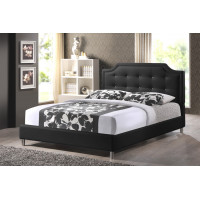 Baxton Studio BBT6376-Black-Full Carlotta Black Modern Bed with Upholstered Headboard - Full Size