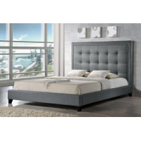 Baxton Studio BBT6377-Grey-King Hirst Platform Bed - King Size