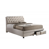 Baxton Studio BBT6423-Light Beige-Queen Ainge Storage Queen-Size Bed with 2-drawer