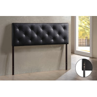 Baxton Studio BBT6431-Black-HB-Queen Baltimore Faux Leather Upholstered Headboard