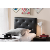 Baxton Studio BBT6431-Black-Twin HB Baltimore Upholstered Twin Size Headboard