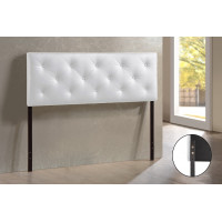 Baxton Studio BBT6431-White-HB-Full Baltimore Faux Leather Upholstered Headboard