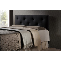 Baxton Studio BBT6432-Black-HB-Full Dalini Faux Leather Headboard with Faux Crystal Buttons