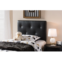 Baxton Studio BBT6432-Black-Twin HB Kirchem Upholstered Twin Size Headboard