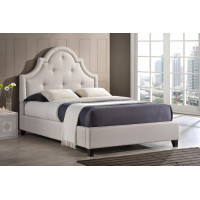 Baxton Studio BBT6433-Light Beige-Full Colchester Linen Modern Platform Bed - Full Size