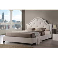 Baxton Studio BBT6433-Light Beige-King Colchester Linen Modern Platform Bed - King Size