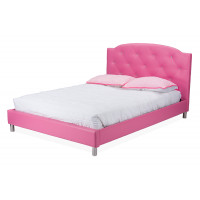 Baxton Studio BBT6440-Full-Pink Canterbury Contemporary Full-Size Bed