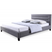 Baxton Studio BBT6452-Grey-King Bed Hillary Grey Fabric Upholstered Platform Bed - King Size