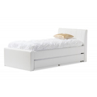 Baxton Studio BBT6469-Twin-White Cosmo and Contemporary White Leather Twin Size Trundle Bed