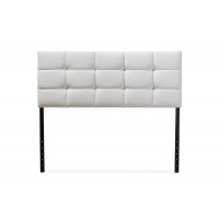 Baxton Studio BBT6504-White-Queen HB Bordeaux White Faux Leather Queen Size Headboard