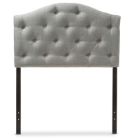 Baxton Studio BBT6505-Grey-Twin HB Myra Upholstered Button-Tufted Scalloped Twin Size Headboard