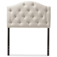 Baxton Studio BBT6505-Light Beige-Twin HB Myra Upholstered Button-Tufted Scalloped Twin Size Headboard