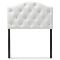 Baxton Studio BBT6505-White-Twin HB Myra Upholstered Button-Tufted Scalloped Twin Size Headboard