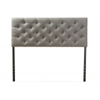 Baxton Studio BBT6506-Grey-Queen HB Viviana Grey Button-tufted Queen Size Headboard
