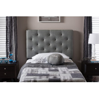 Baxton Studio BBT6506-Grey-Twin HB Viviana Upholstered Button-Tufted Twin Size Headboard