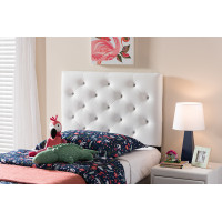 Baxton Studio BBT6506-White-Twin HB Viviana Upholstered Button-Tufted Twin Size Headboard
