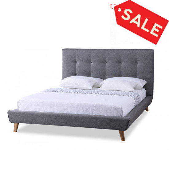 Baxton Studio BBT6537-King-Grey Jonesy Scandinavian Style Mid-century Grey King Size Platform Bed Baxton Studio BBT6537-King-Grey Jonesy Scandinavian Style Mid-century Grey King Size Platform Bed
