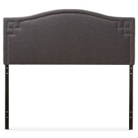 Baxton Studio BBT6563-Dark Grey-Queen HB Aubrey and Contemporary Dark Grey Fabric Queen Size Headboard