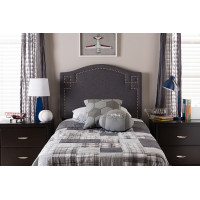 Baxton Studio BBT6563-Dark Grey-Twin HB Aubrey Upholstered Twin Size Headboard