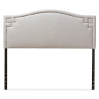 Baxton Studio BBT6563-Greyish Beige-Queen HB Aubrey and Contemporary Grayish Beige Fabric Queen Size Headboard