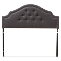 Baxton Studio BBT6564-Dark Grey-Queen HB Cora and Contemporary Dark Grey Fabric Queen Size Headboard
