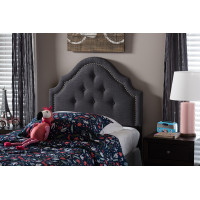 Baxton Studio BBT6564-Dark Grey-Twin HB Cora Upholstered Twin Size Headboard