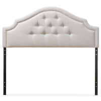 Baxton Studio BBT6564-Greyish Beige-Queen HB Cora and Contemporary Grayish Beige Fabric Queen Size Headboard