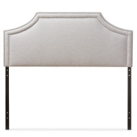 Baxton Studio BBT6566-Greyish Beige-Queen HB Avignon Upholstered Queen Size Headboard