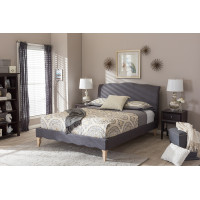 Baxton Studio BBT6571-Dark Grey-Queen Fannie Queen Size Platform Bed