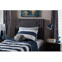 Baxton Studio BBT6575-Dark Grey-Twin HB Geneva Upholstered Twin Size Headboard