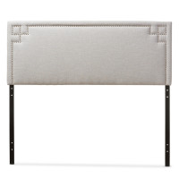 Baxton Studio BBT6575-Greyish Beige-King HB Geneva Upholstered King Size Headboard
