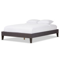 Baxton Studio BBT6598-Dark Grey-Queen Lancashire Upholstered Queen Size Bed Frame with Tapered Legs