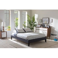 Baxton Studio BBT6598-Dark Grey-King Lancashire Upholstered King Size Bed Frame with Tapered Legs