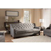 Baxton Studio BBT8021-SF-Grey-XD45 Arcadia Modern and Contemporary Button-Tufted Living Room 3-Seater Sofa