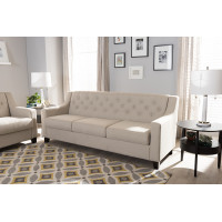 Baxton Studio BBT8021-SF-Light Beige-6086-1 Arcadia Modern and Contemporary Button-Tufted Living Room 3-Seater Sofa