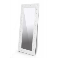 Baxton Studio Bbtm27-White-Mirror Stella Crystal Tufted Modern Floor Mirror