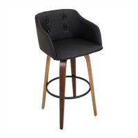 LumiSource BS-JY-BRN WL+BK Bruno Barstool with Swivel in Walnut Black