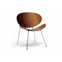Baxton Studio Ca425Ca305-Br2Brown 2-Ac Reaves Walnut Effect Mid-Century Modern Accent Chair Set of 2