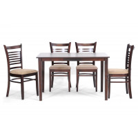 Baxton Studio Cathy Dining Set Cathy Wood Dining Set in Brown