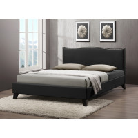 Baxton Studio CF8276-QUEEN-BLACK Battersby Modern Bed with Upholstered Headboard