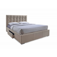 Baxton Studio CF8498-King-Brown Sarter Storage King-Size Bed with 2-drawer
