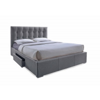 Baxton Studio CF8498-Queen-Grey Sarter Storage Queen-Size Bed with 2-drawer