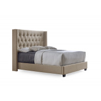 Baxton Studio CF8611-King-Brown Katherine Contemporary Nail head Trim Wingback Bed